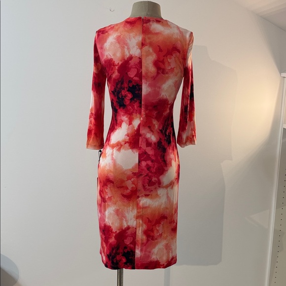 Calvin Klein Asymmetrical Red and Black Dress - Picture 5 of 8